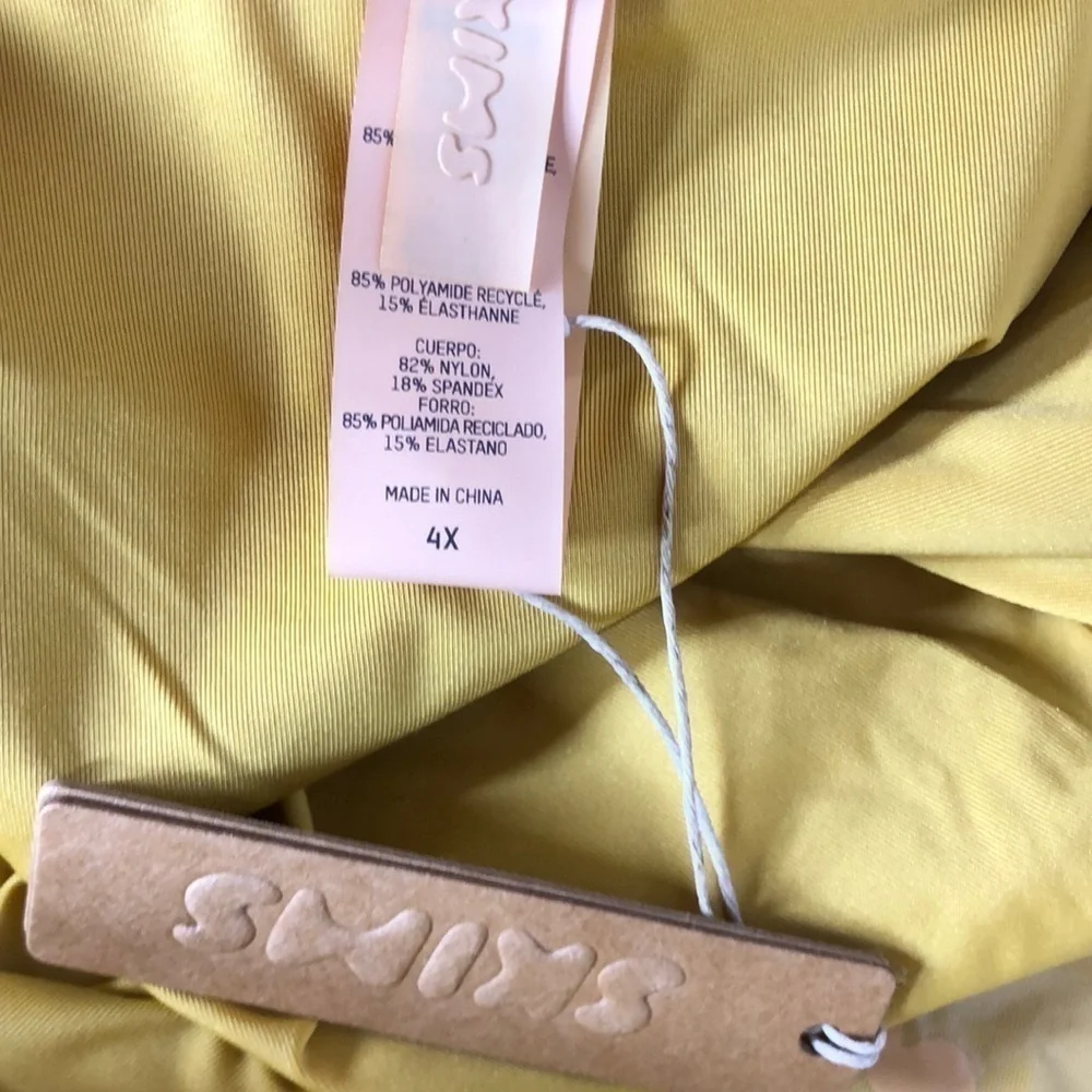 SKIMS Metallic Swim Bottoms Dipped Mid Waist Bottoms Gold NWT 4X